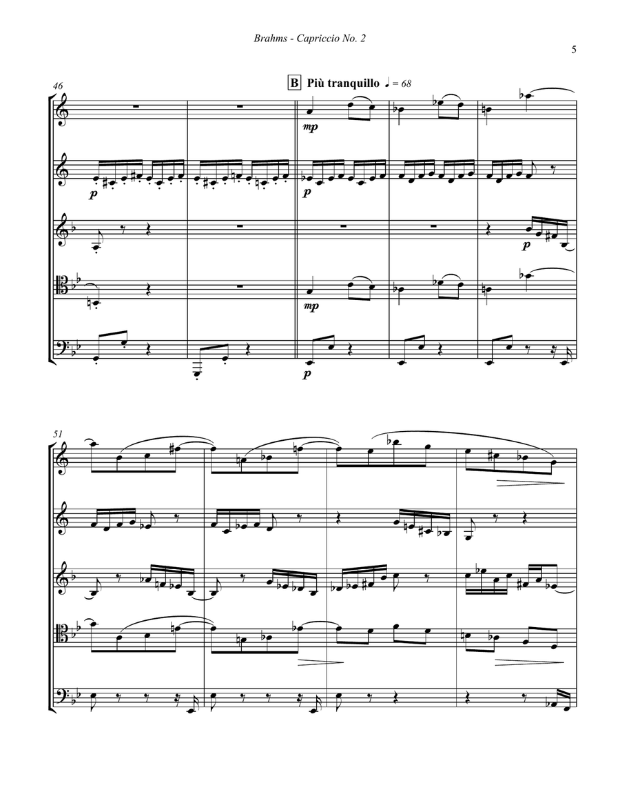 Capriccio No. 2 from Klavierstuücke op. 76 for Brass Quintet Brass Quintet scores gallery preview page 3