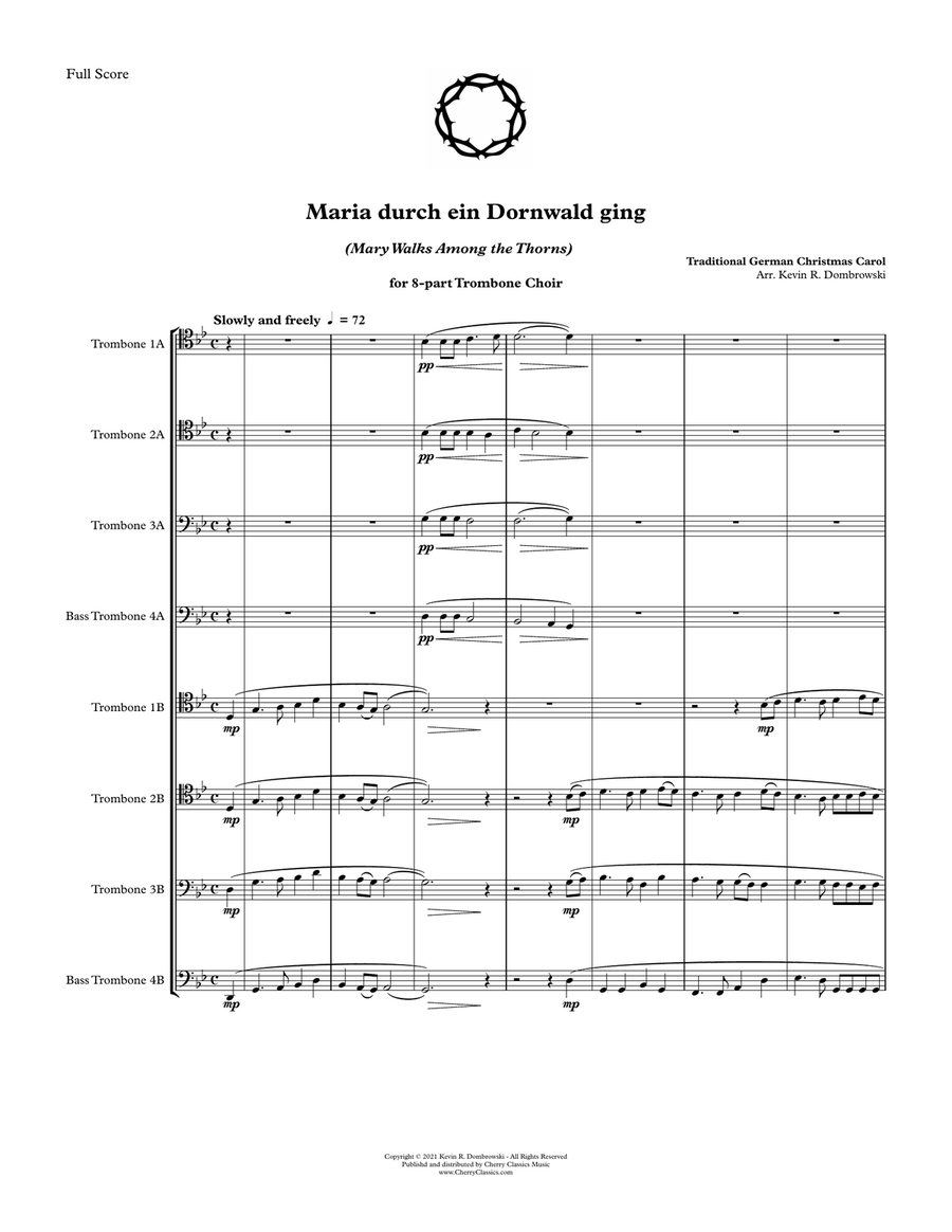 Maria durch ein Dornwald ging Christmas Carol for Trombone Choir Trombone scores gallery preview page 3