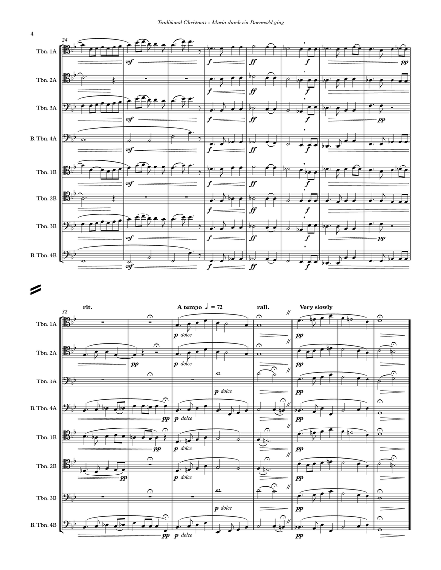 Maria durch ein Dornwald ging Christmas Carol for Trombone Choir Trombone scores gallery preview page 4