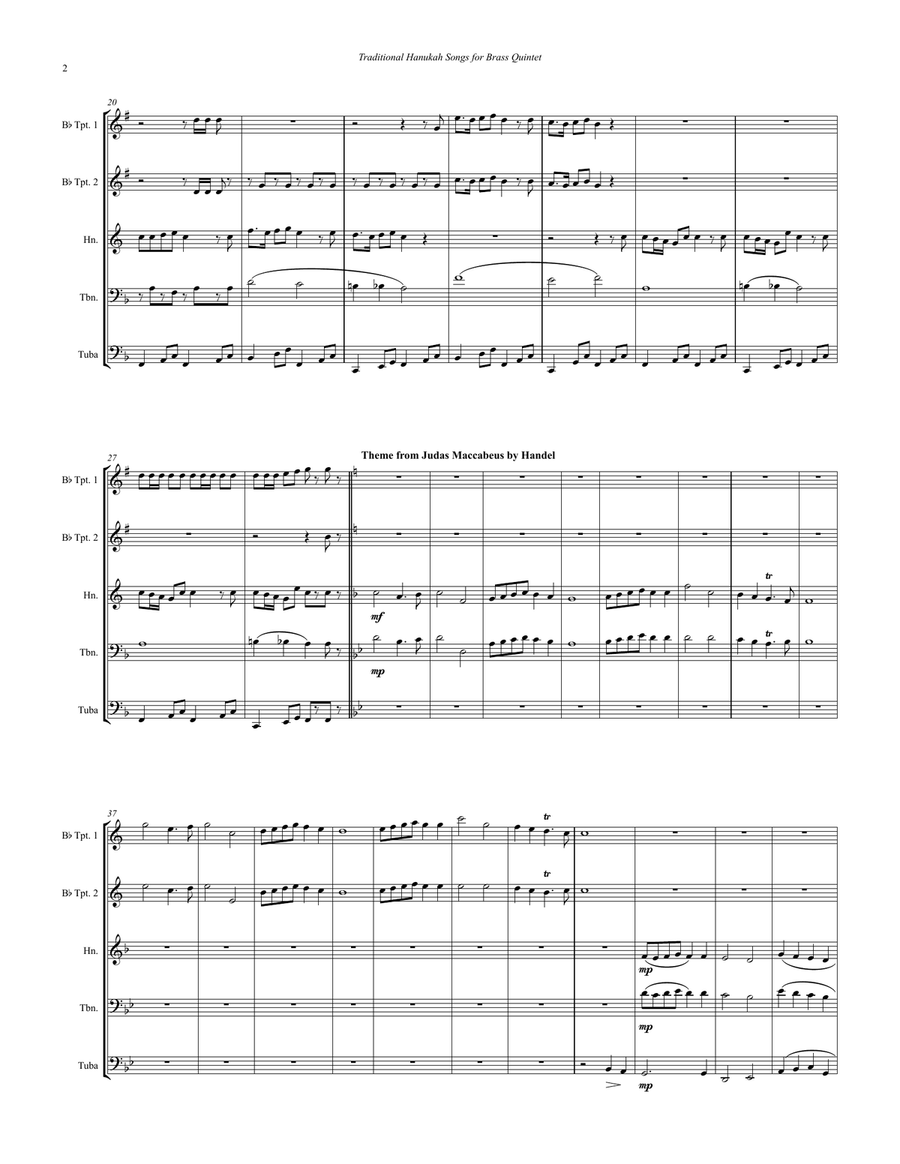 Hanukah Song Medley for Brass Quintet Brass Quintet scores gallery preview page 3