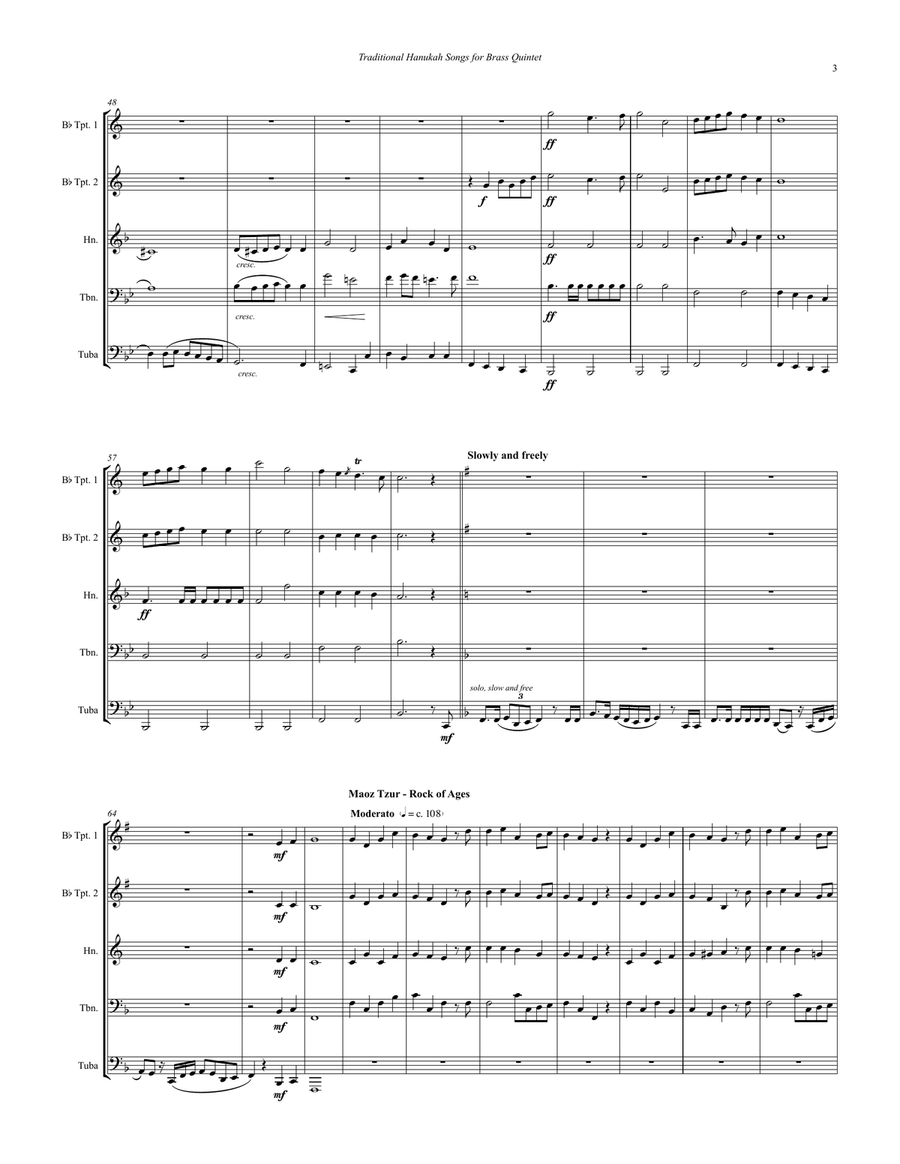 Hanukah Song Medley for Brass Quintet Brass Quintet scores gallery preview page 4