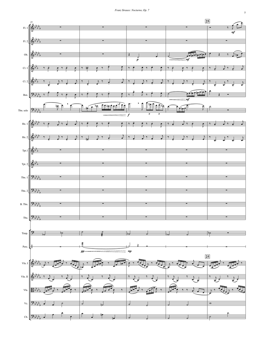 Nocturno, Op. 7 for Solo Trombone and Orchestra Orchestra scores gallery preview page 3