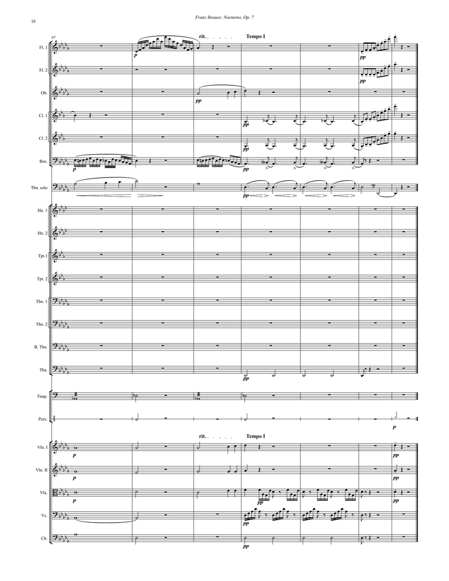 Nocturno, Op. 7 for Solo Trombone and Orchestra Orchestra scores gallery preview page 5