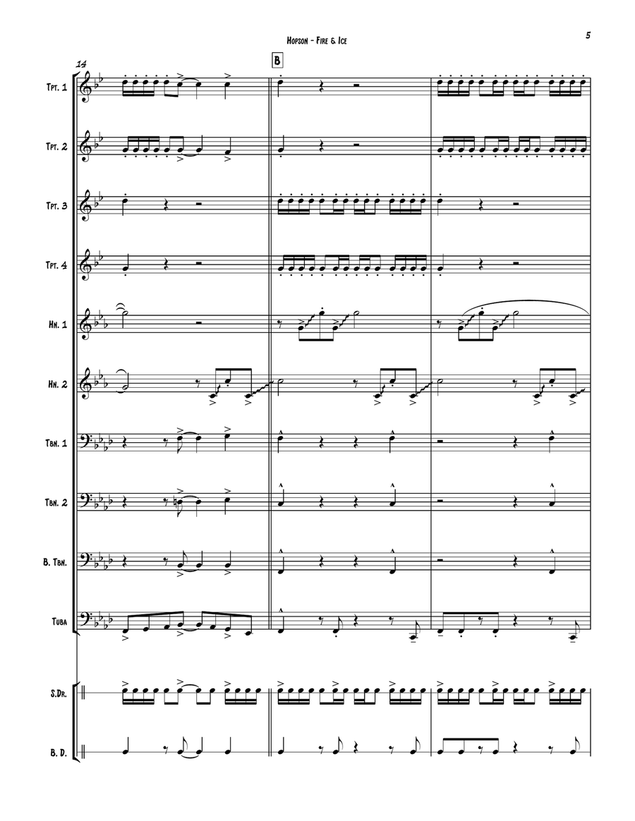 Fire and Ice for 10-part Brass Ensemble and Percussion Percussion scores gallery preview page 3