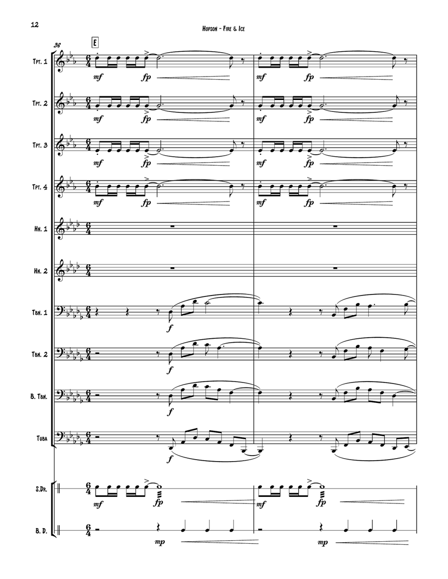 Fire and Ice for 10-part Brass Ensemble and Percussion Percussion scores gallery preview page 4