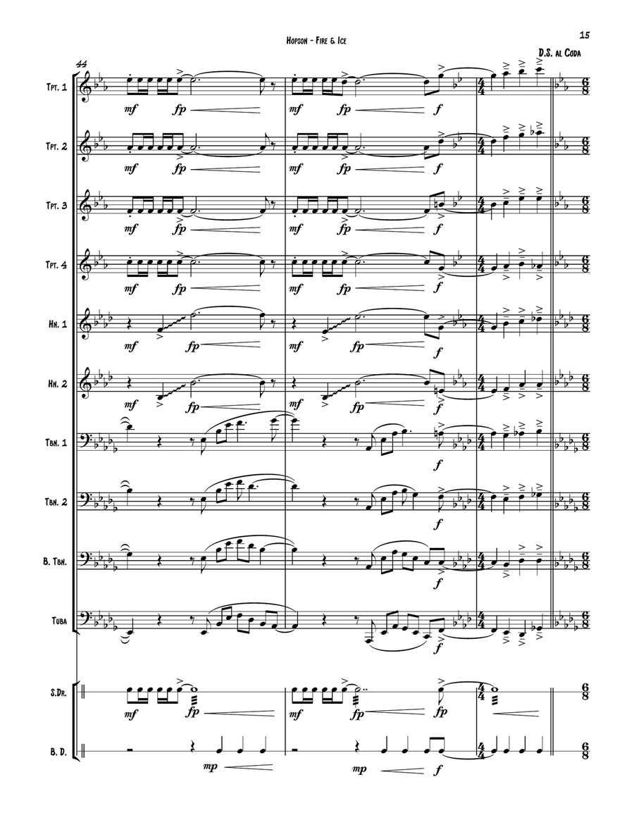 Fire and Ice for 10-part Brass Ensemble and Percussion Percussion scores gallery preview page 5