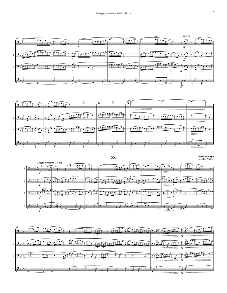 Melodious Etudes 51-60 for Trombone Quartet Trombone Quartet scores gallery preview page 3