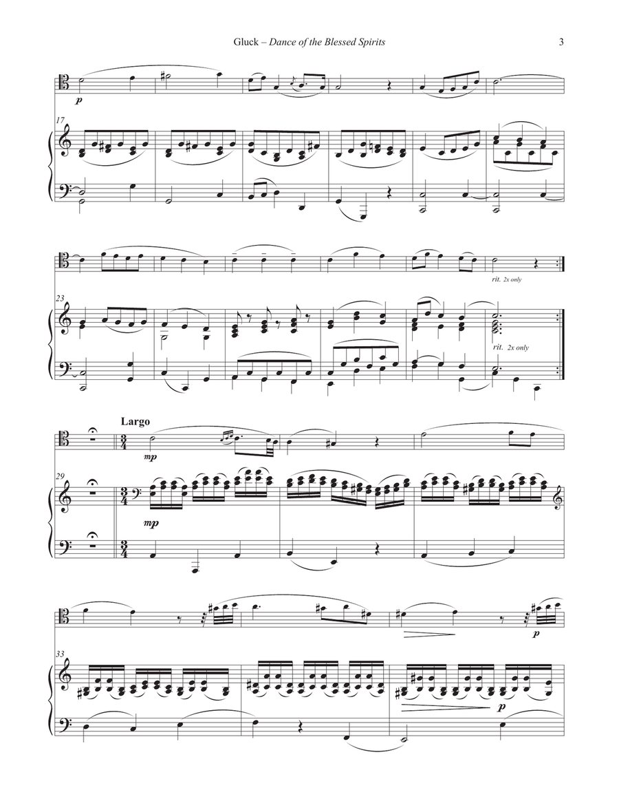 Dance of the Blessed Spirits for Trombone and Piano Piano Accompaniment scores gallery preview page 3