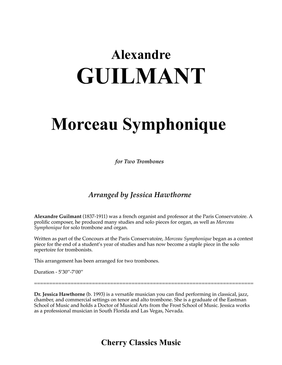 Morceau Symphonique for Two Trombones Trombone Duet scores gallery preview page 2