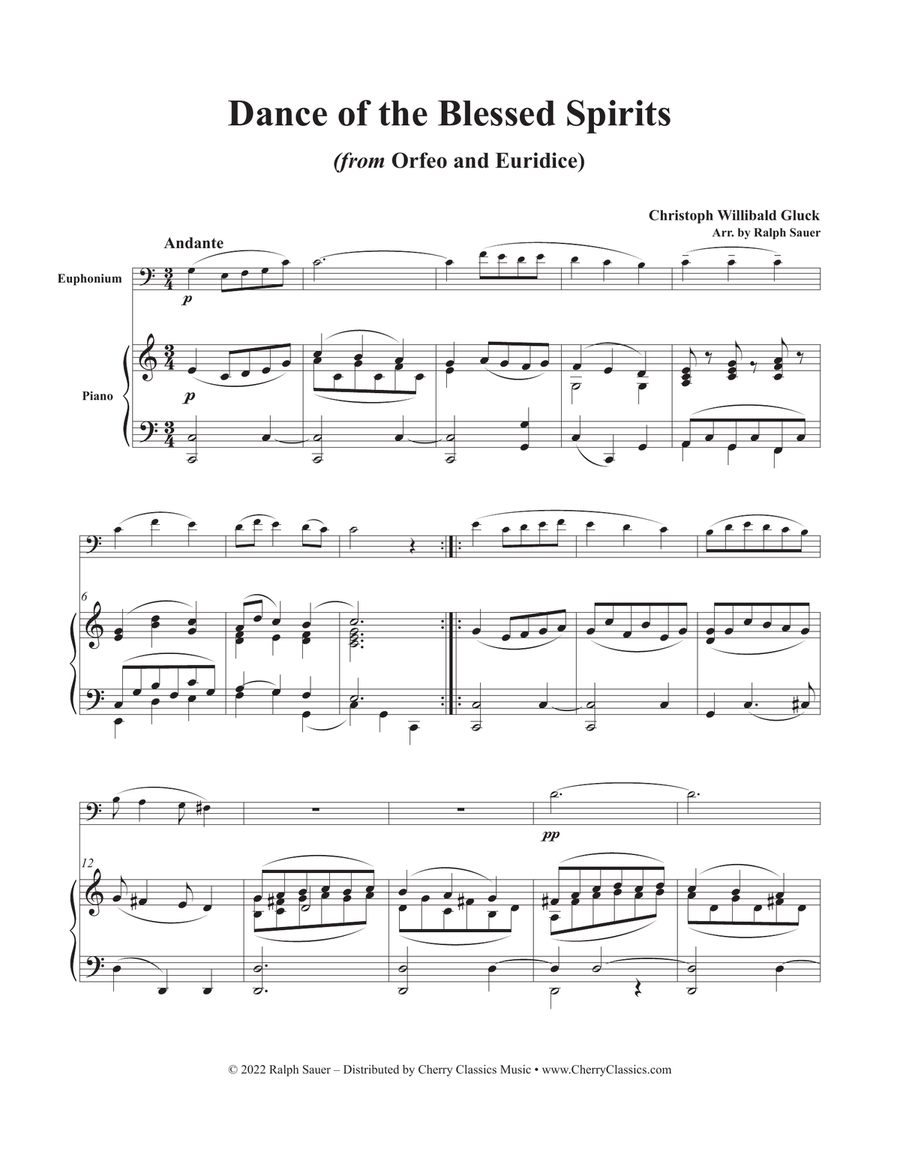 Dance of the Blessed Spirits for Euphonium and Piano Euphonium scores gallery preview page 2