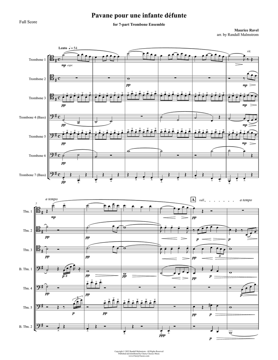 Pavane pour une infante défunte for 7-part Trombone Ensemble Trombone scores gallery preview page 2