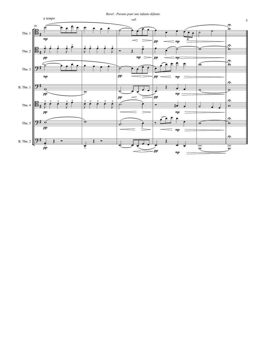 Pavane pour une infante défunte for 7-part Trombone Ensemble Trombone scores gallery preview page 4