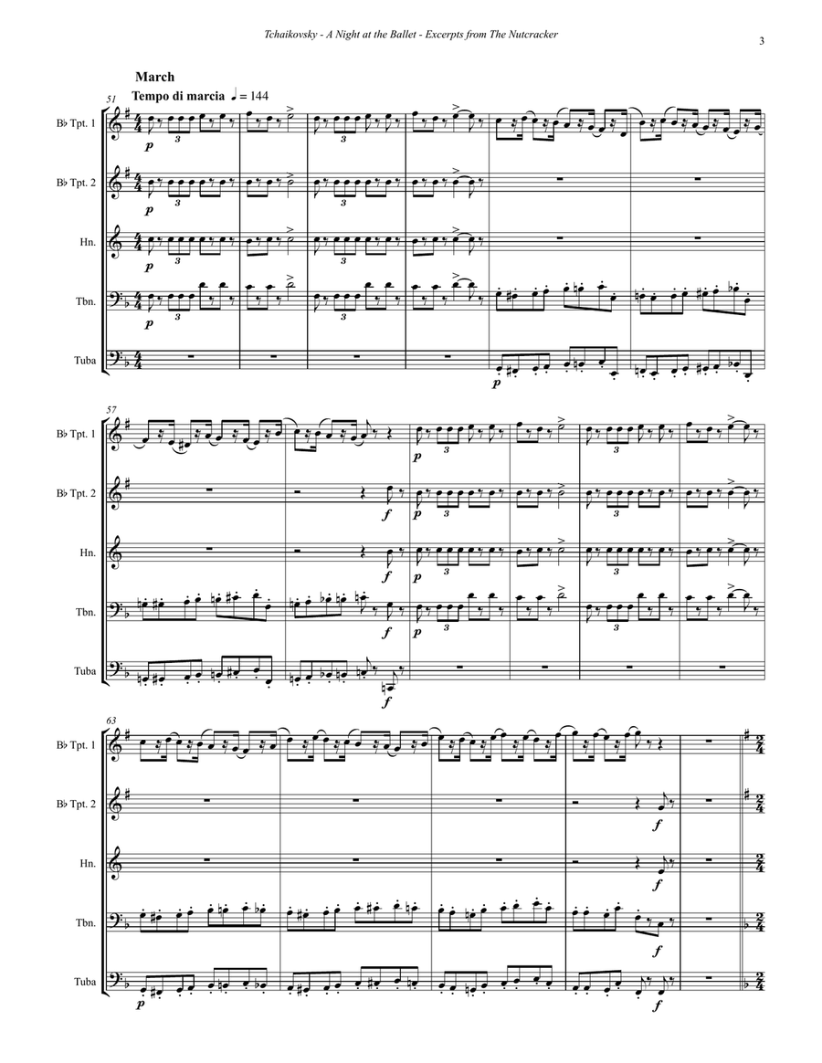 A Night at the Ballet - Excerpts from The Nutcracker for Brass Quintet Brass Quintet scores gallery preview page 3