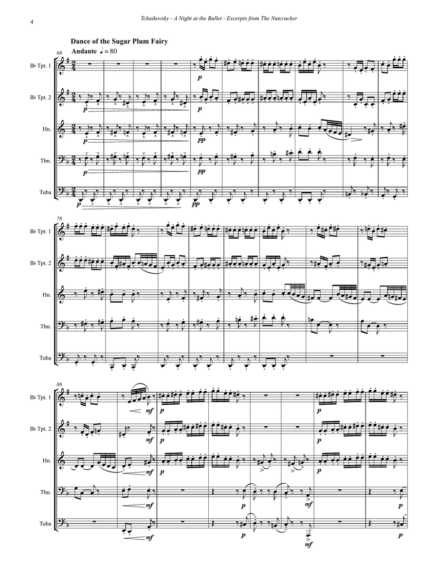 A Night at the Ballet - Excerpts from The Nutcracker for Brass Quintet Brass Quintet scores gallery preview page 4