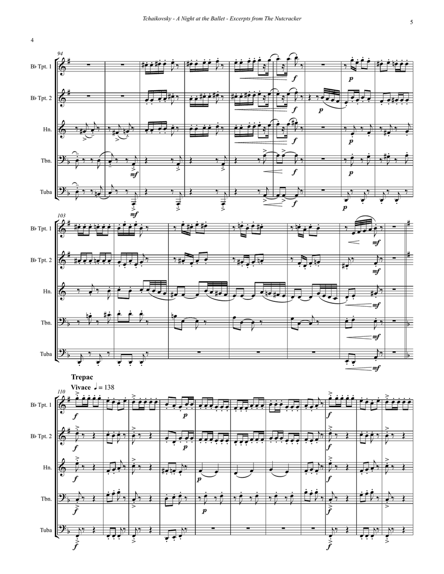 A Night at the Ballet - Excerpts from The Nutcracker for Brass Quintet Brass Quintet scores gallery preview page 5
