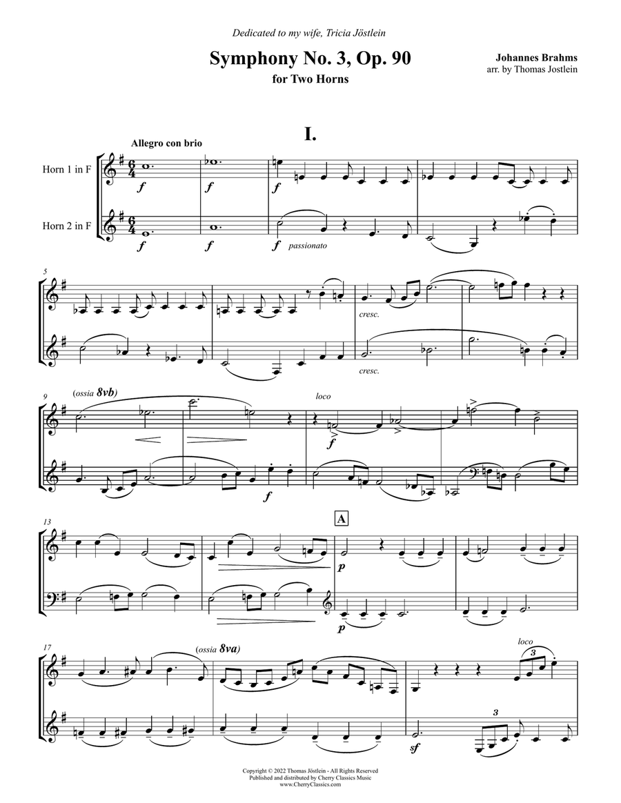 Symphony No. 3 Op. 90 for Two Horns Brass Duet scores gallery preview page 2