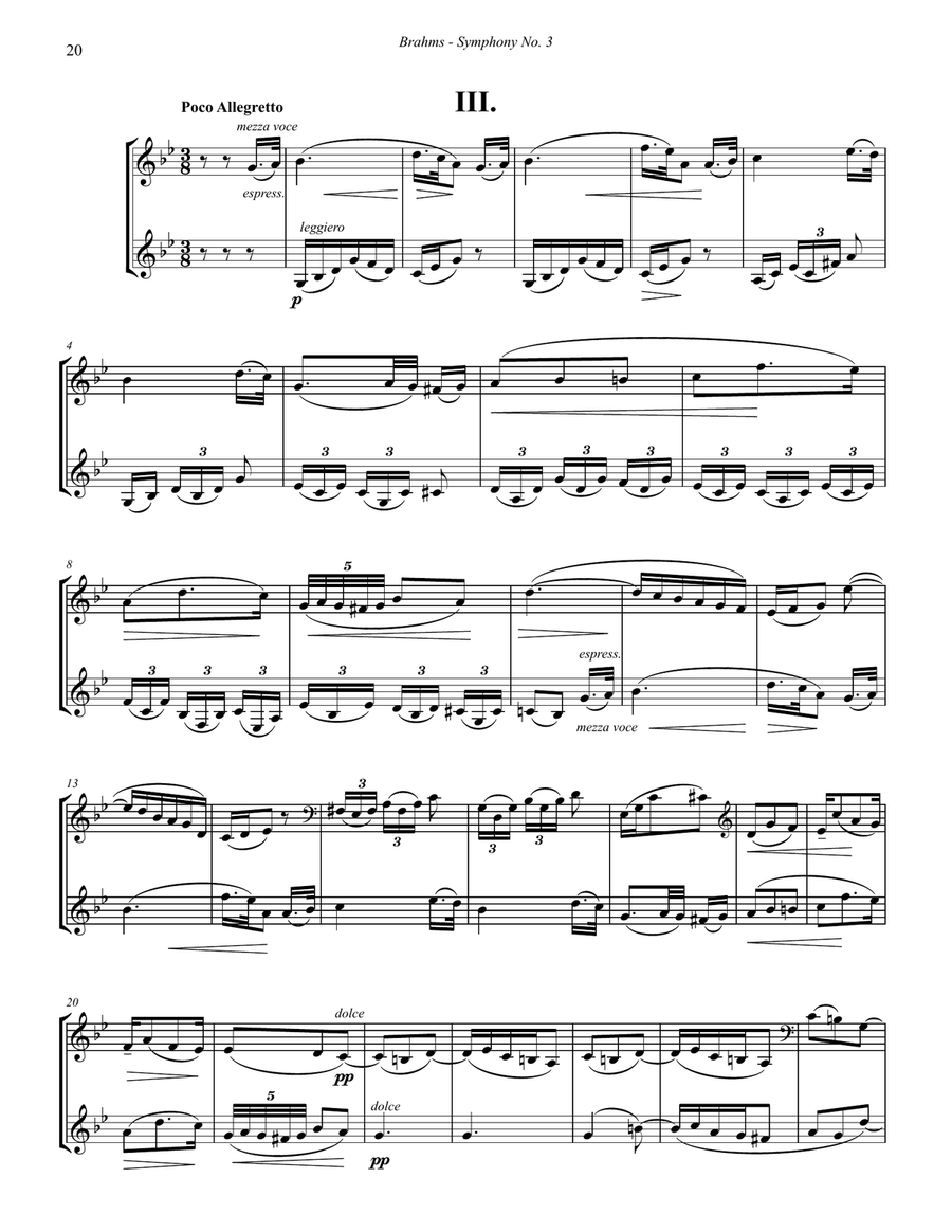 Symphony No. 3 Op. 90 for Two Horns Brass Duet scores gallery preview page 5