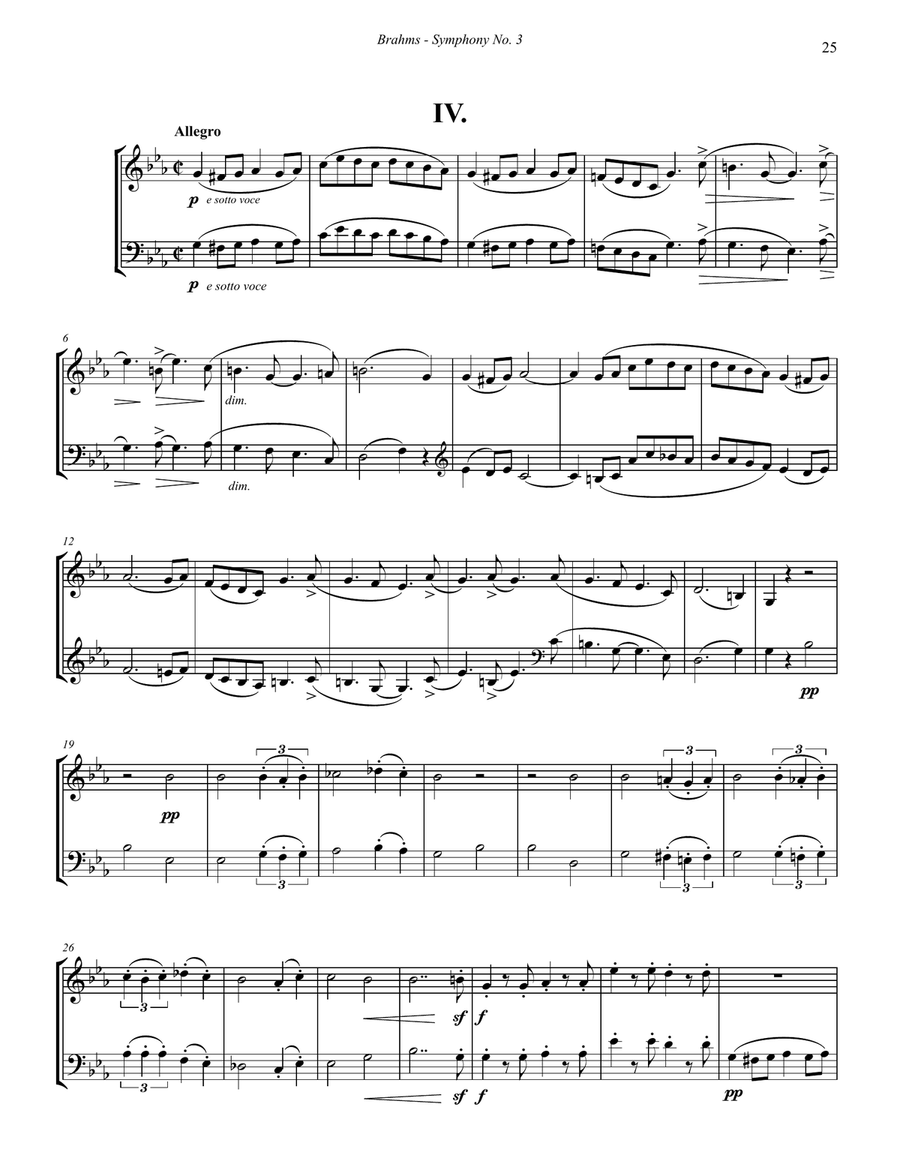 Symphony No. 3 Op. 90 for Two Horns Brass Duet scores gallery preview page 6
