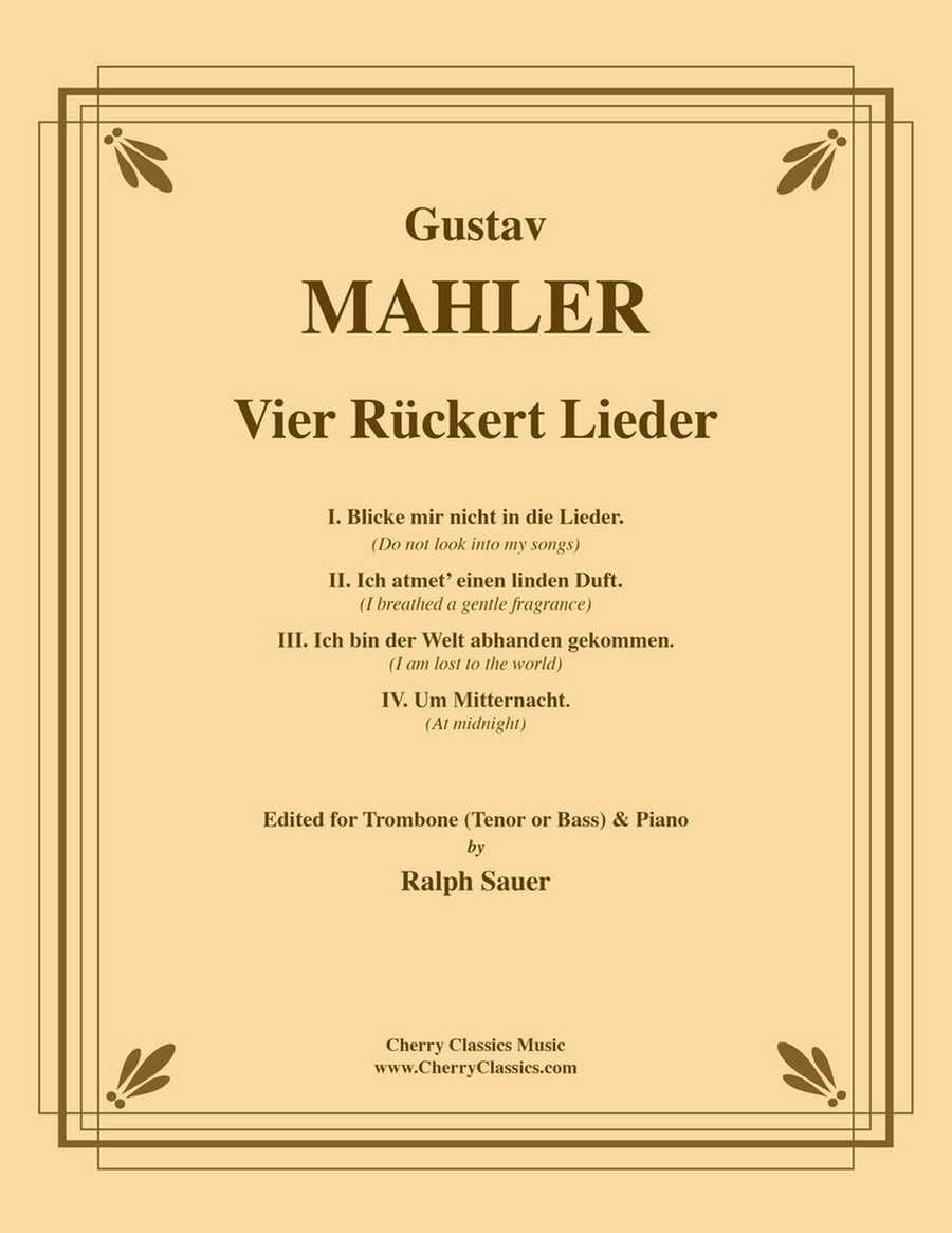 Vier Rückert Lieder for Trombone and Piano Piano Accompaniment scores gallery preview page 1