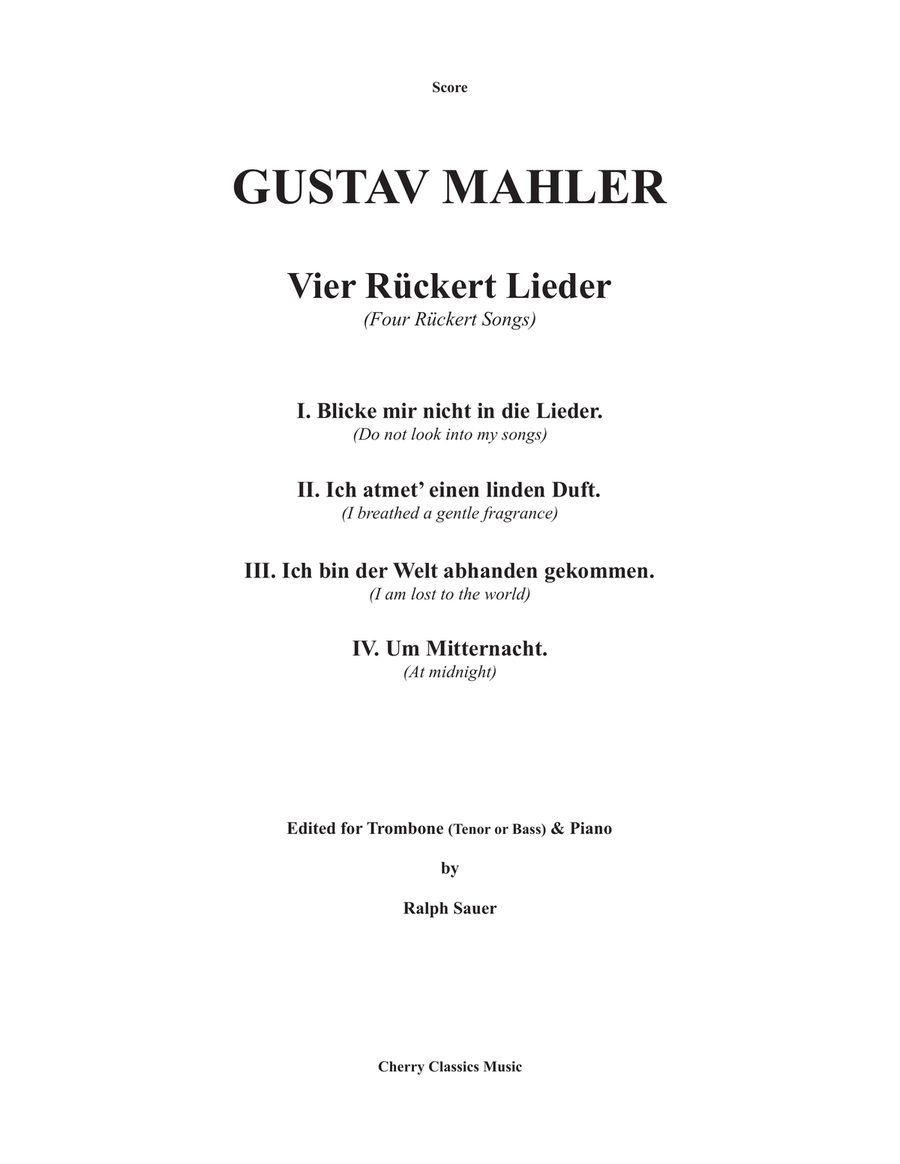 Vier Rückert Lieder for Trombone and Piano Piano Accompaniment scores gallery preview page 2