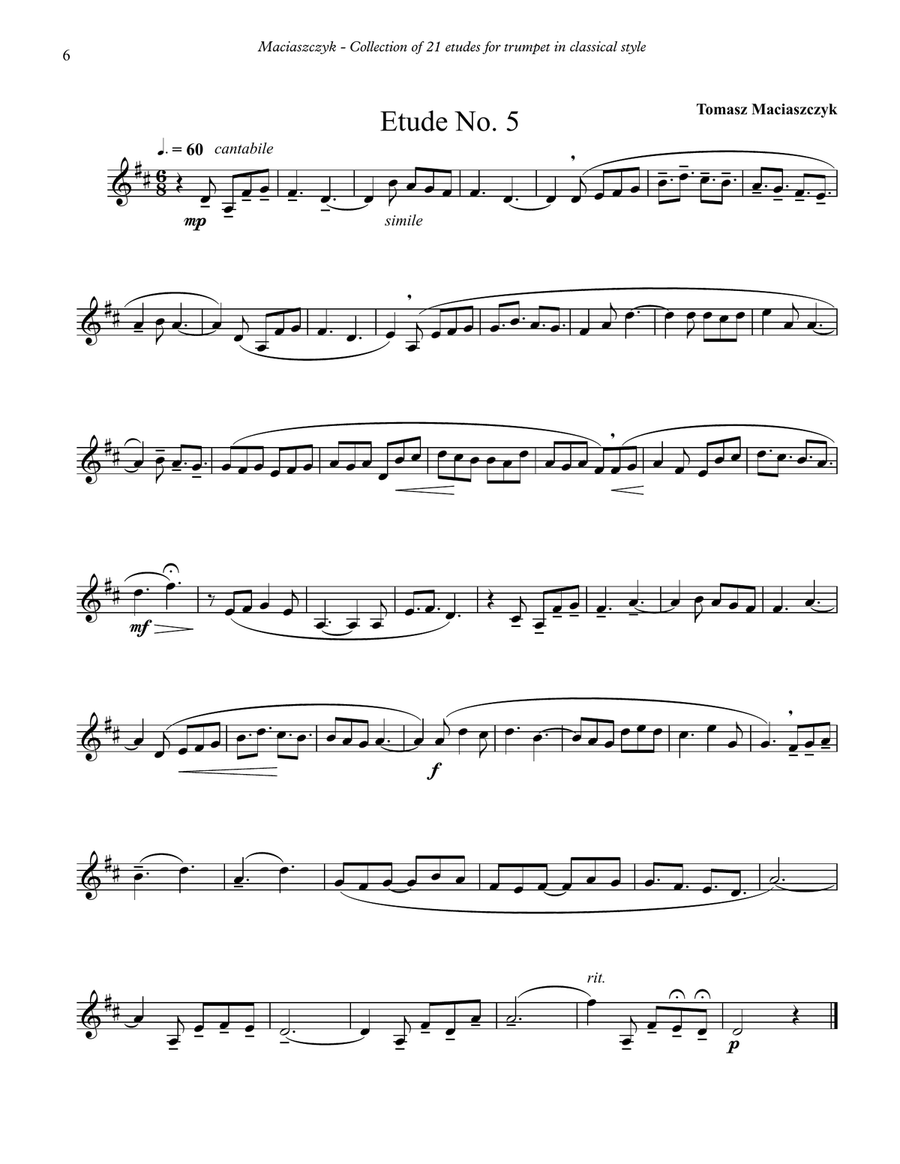 Collection of 21 Etudes for Trumpet in Classical Style C Trumpet scores gallery preview page 4