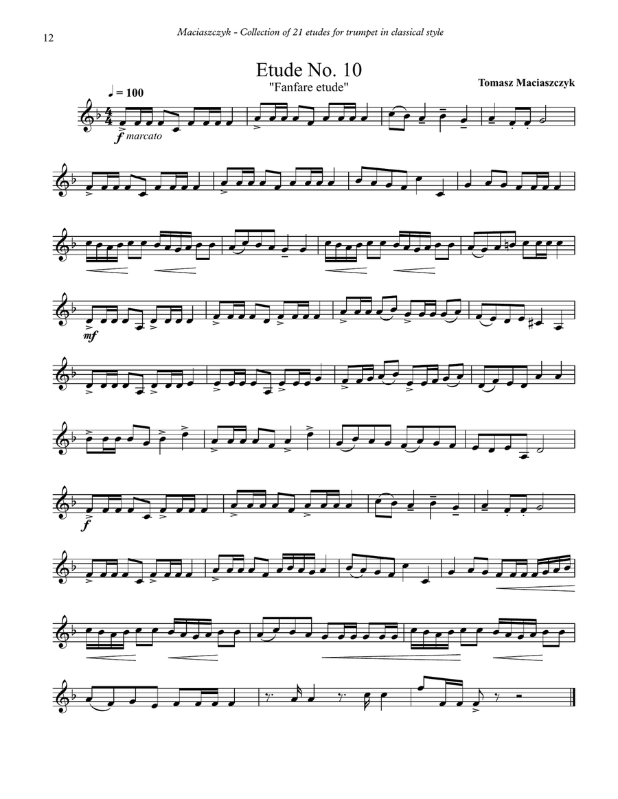 Collection of 21 Etudes for Trumpet in Classical Style C Trumpet scores gallery preview page 5