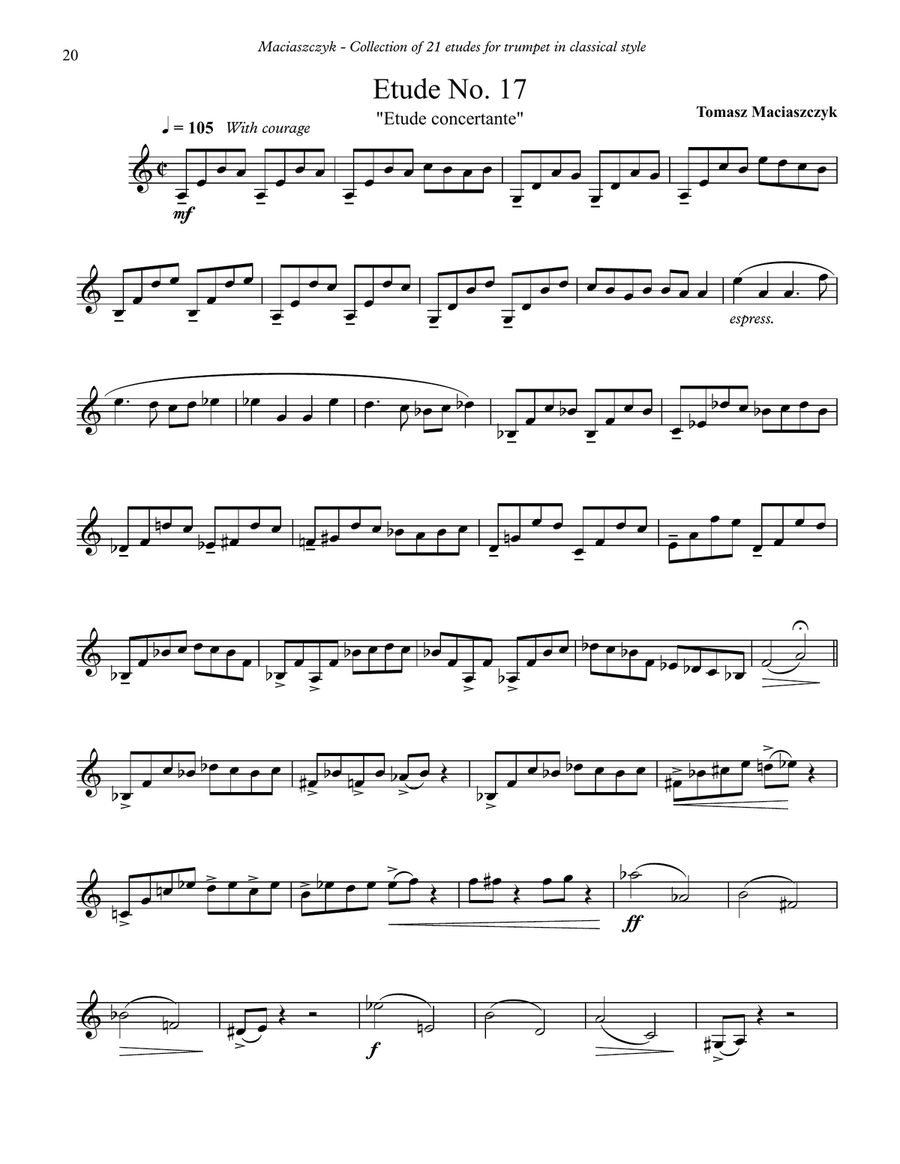 Collection of 21 Etudes for Trumpet in Classical Style C Trumpet scores gallery preview page 6