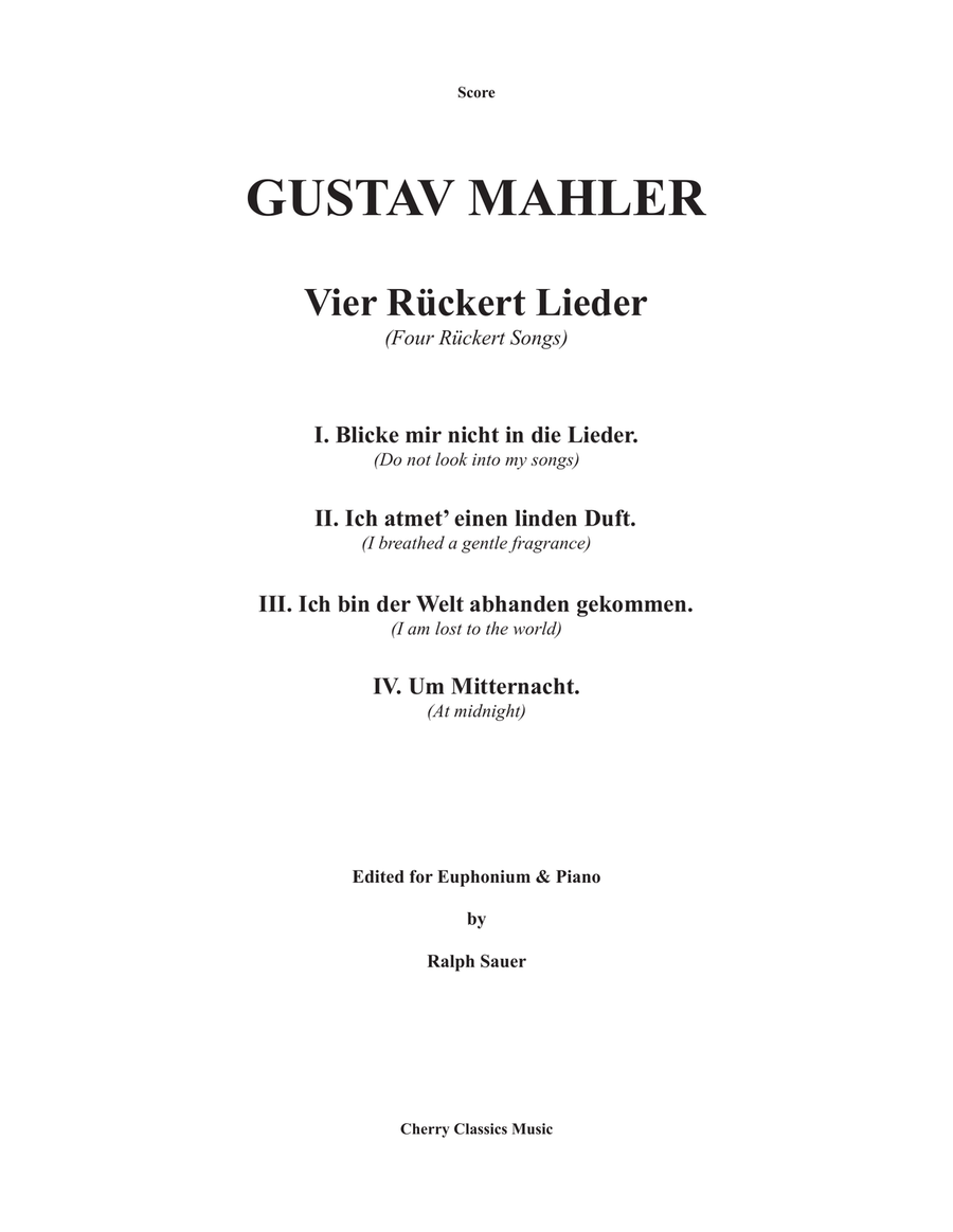 Vier Rückert Lieder for Euphonium and Piano Euphonium scores gallery preview page 2
