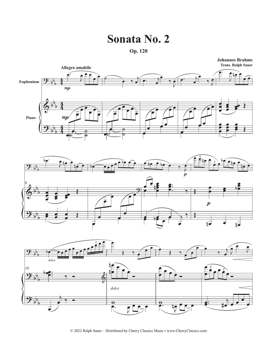 Sonata No. 2, Op. 120 for Euphonium and Piano Euphonium scores gallery preview page 2