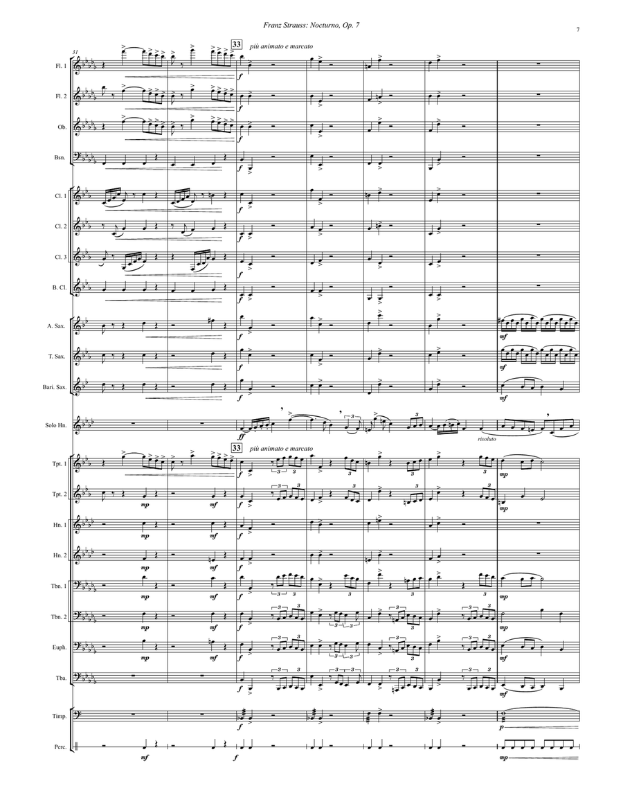Nocturno, Op. 7 for Solo Horn and Wind Ensemble Score scores gallery preview page 4