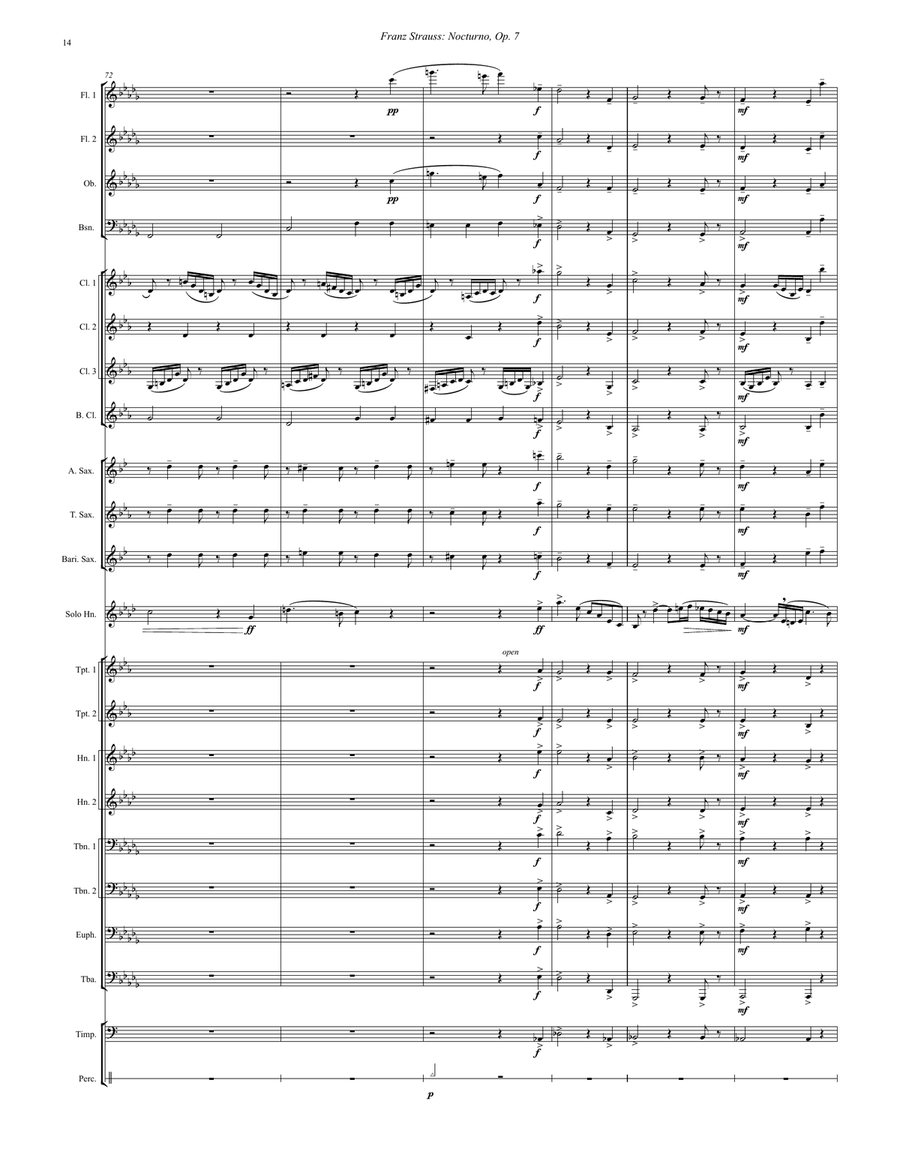Nocturno, Op. 7 for Solo Horn and Wind Ensemble Score scores gallery preview page 5