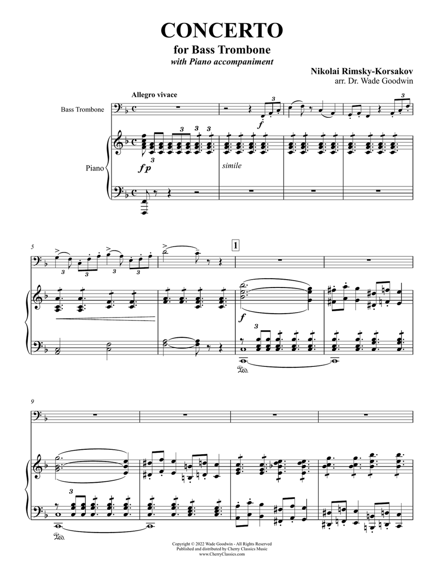 Concerto for Bass Trombone with Piano accompaniment Bass Trombone scores gallery preview page 2