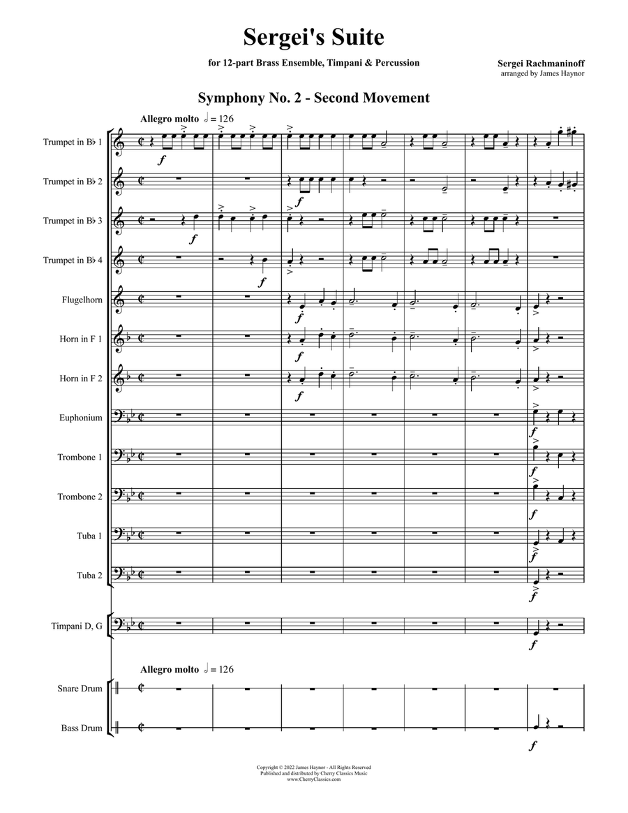Sergei’s Suite for 12-part Brass Ensemble, Timpani & Percussion Percussion scores gallery preview page 2