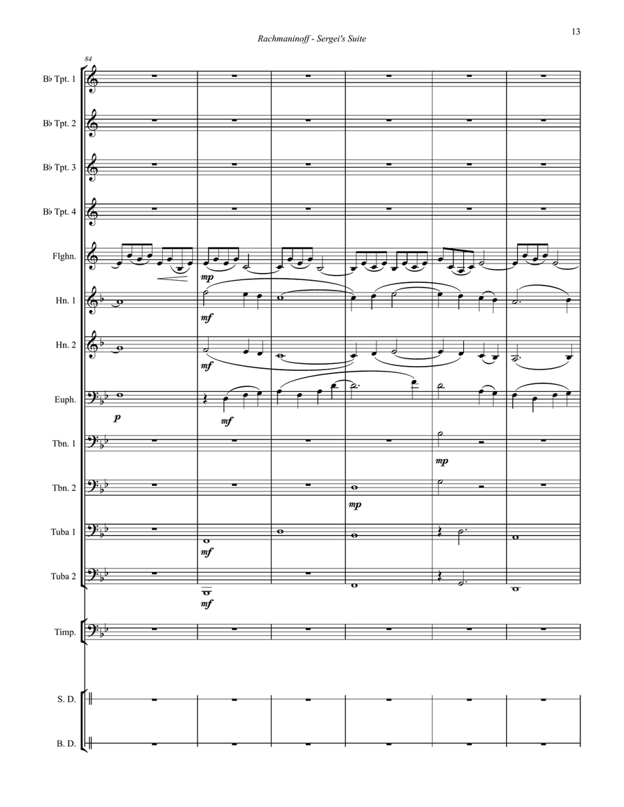 Sergei’s Suite for 12-part Brass Ensemble, Timpani & Percussion Percussion scores gallery preview page 3