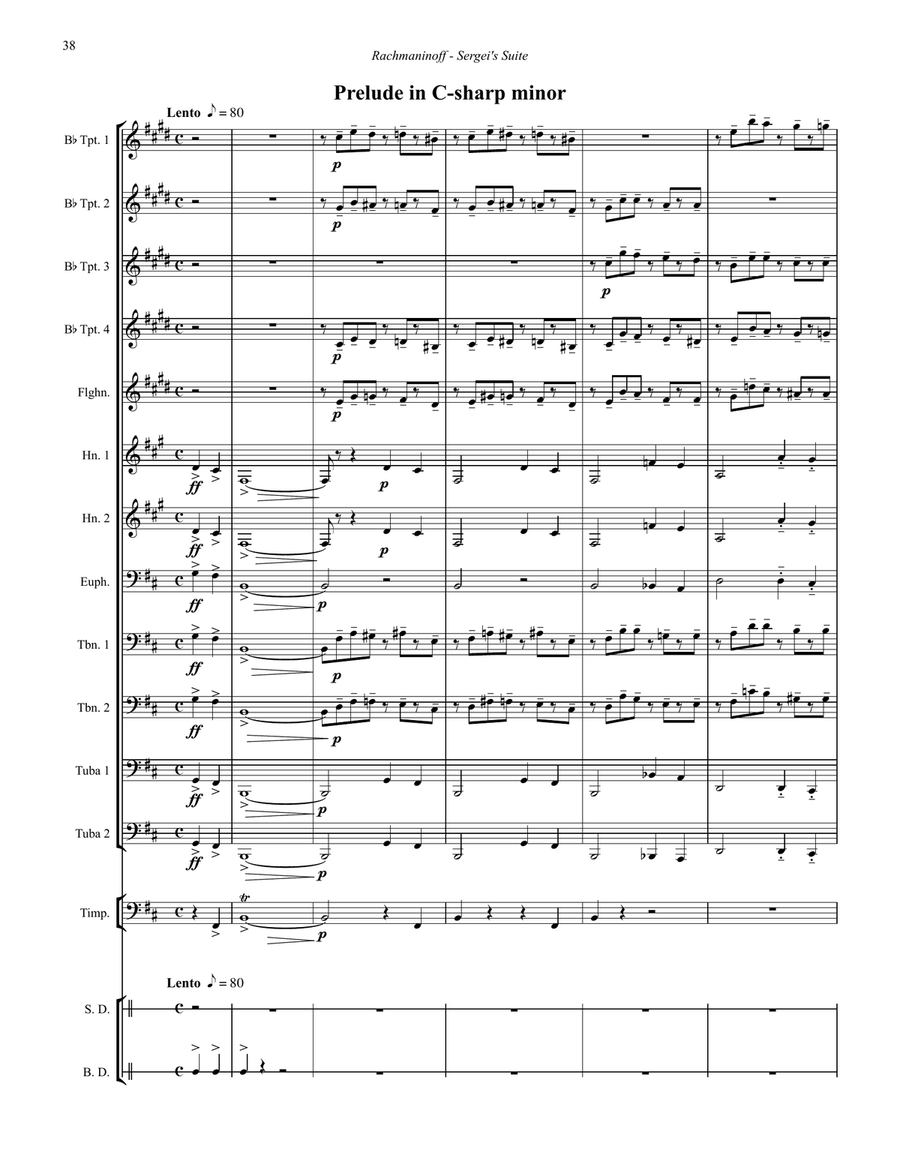 Sergei’s Suite for 12-part Brass Ensemble, Timpani & Percussion Percussion scores gallery preview page 6