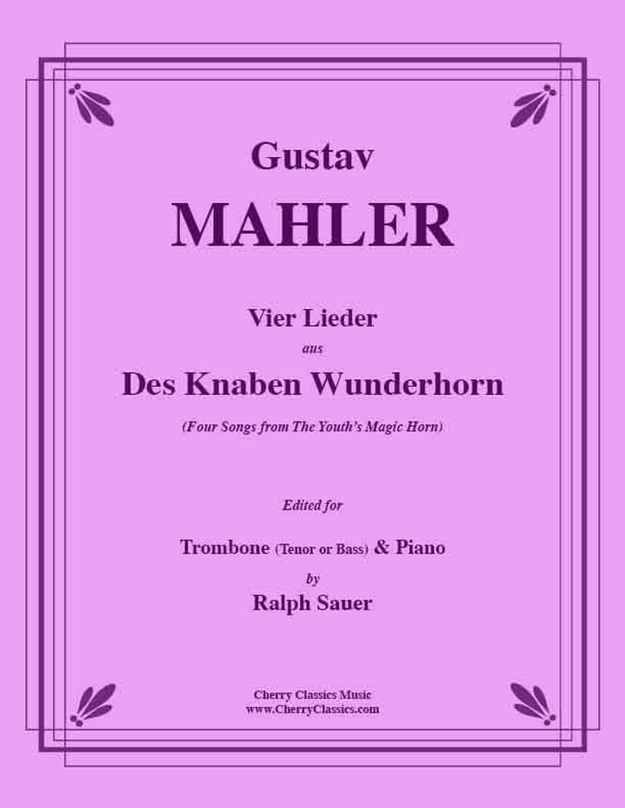 Vier Lieder aus Des Knaben Wunderhorn for Trombone and Piano Piano Accompaniment scores gallery preview page 1