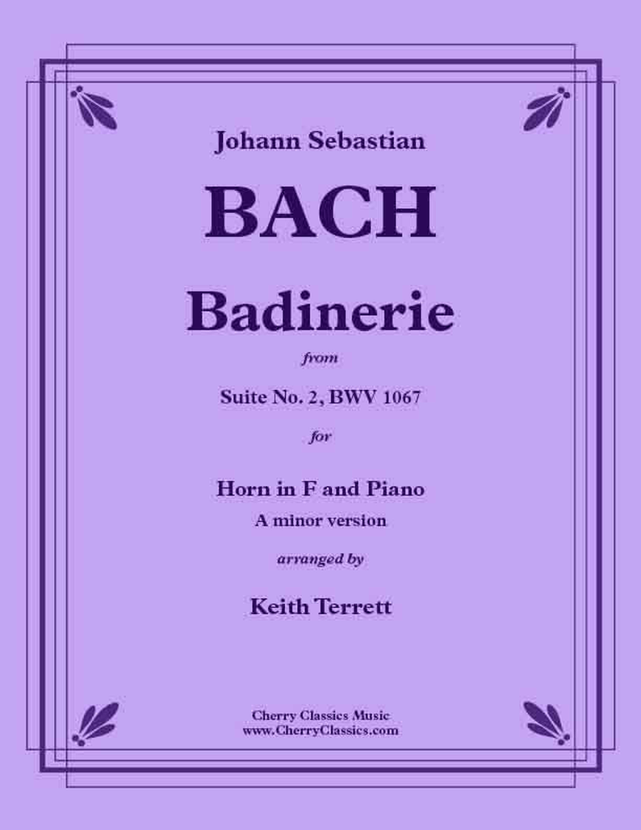 Badinerie for Horn in F and Piano A minor version Piano Accompaniment scores gallery preview page 1