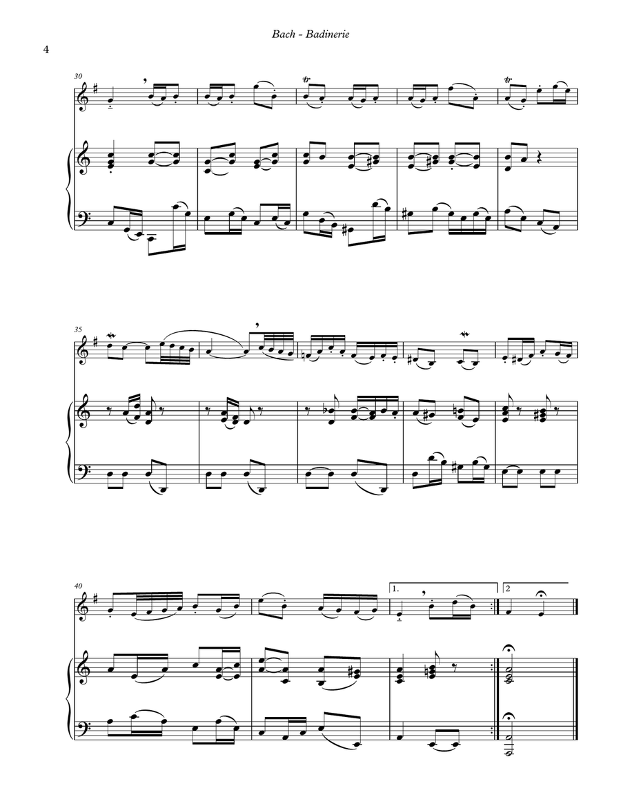 Badinerie for Horn in F and Piano A minor version Piano Accompaniment scores gallery preview page 3