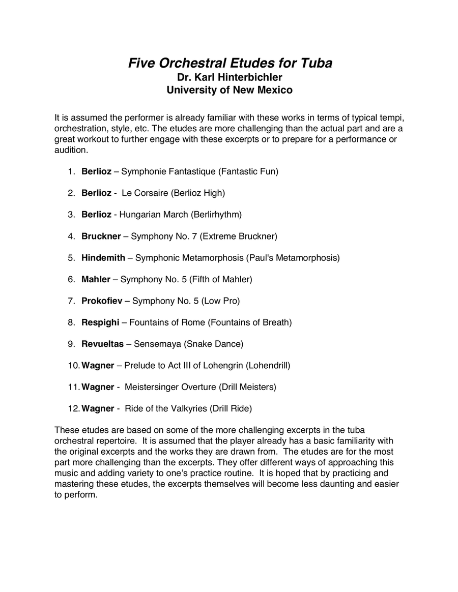 Twelve Orchestral Etudes for Tuba, Volume 1 Tuba scores gallery preview page 2