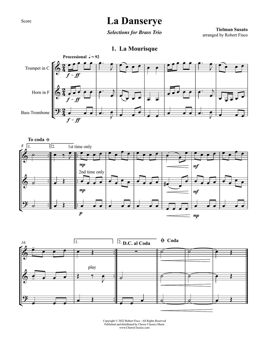 La Danserye - Selections for Brass Trio Brass Trio scores gallery preview page 2