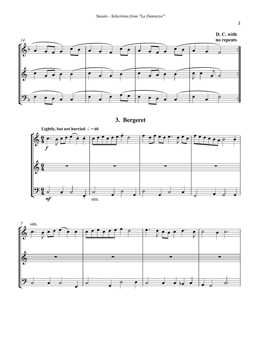 La Danserye - Selections for Brass Trio Brass Trio scores gallery preview page 3