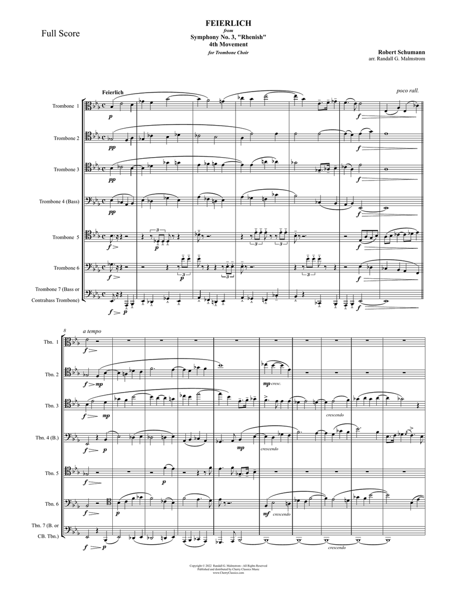 Schumann Feierlich from Symphony No 3 Trombone Choir Trombone scores gallery preview page 2
