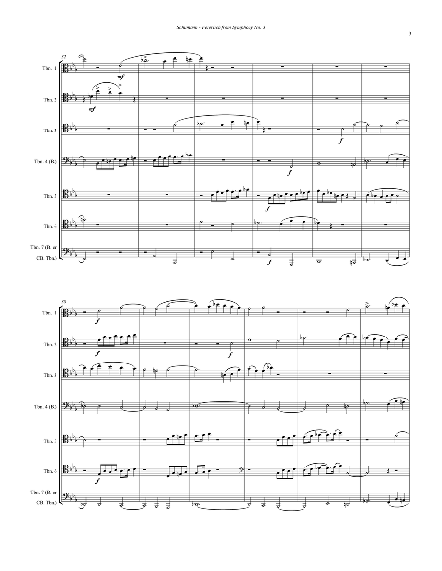 Schumann Feierlich from Symphony No 3 Trombone Choir Trombone scores gallery preview page 3