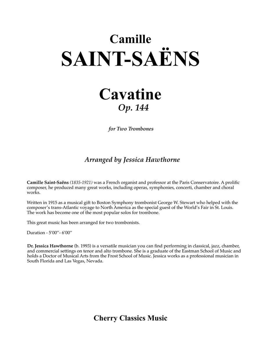 Cavatine for Two Trombones Trombone Duet scores gallery preview page 2