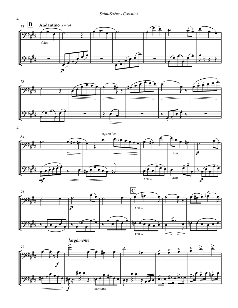Cavatine for Two Trombones Trombone Duet scores gallery preview page 4