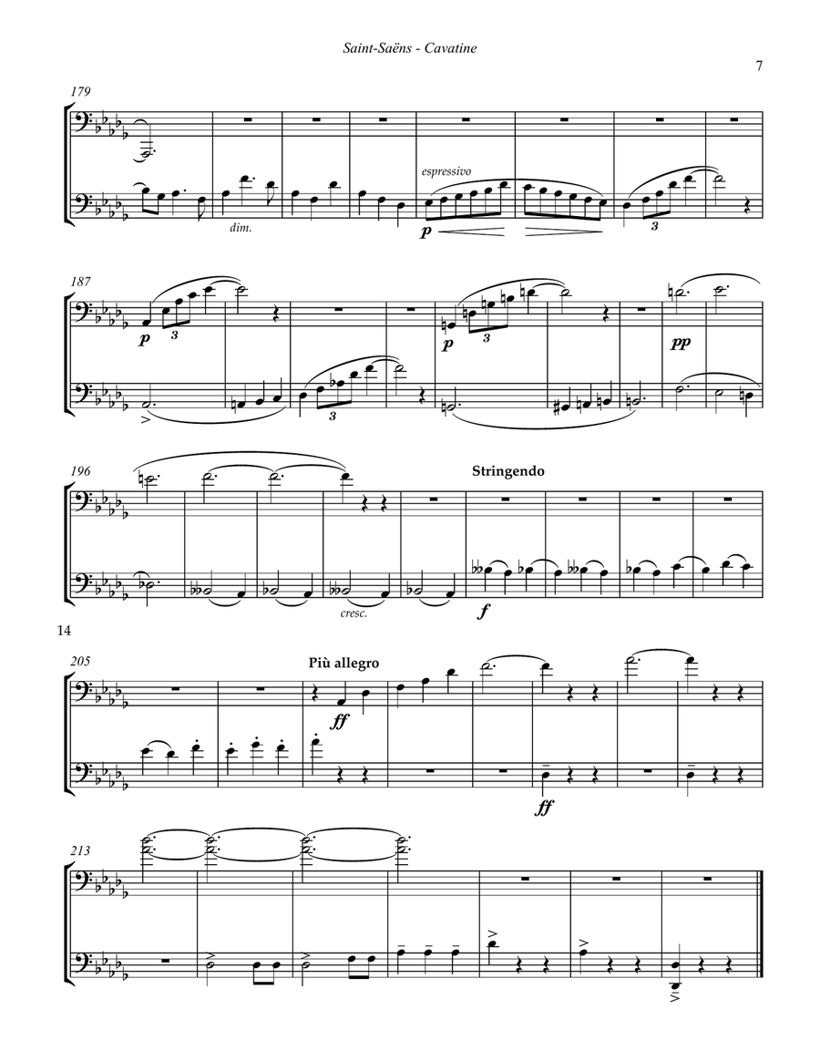 Cavatine for Two Trombones Trombone Duet scores gallery preview page 5