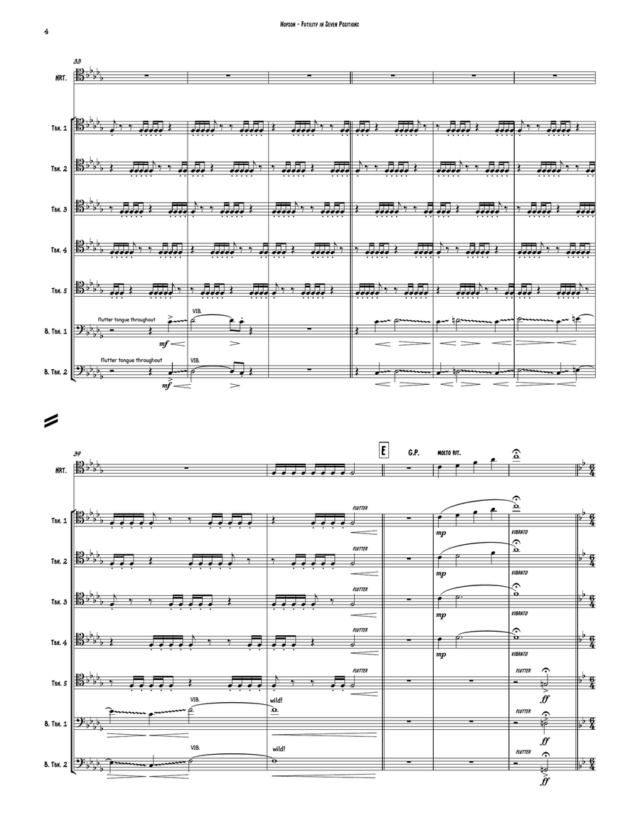 Futility In Seven Positions for Trombone Ensemble & Narrator Trombone scores gallery preview page 3