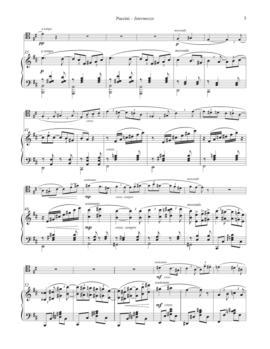Intermezzo from Manon Lescaut for Trombone and Piano Piano Accompaniment scores gallery preview page 4
