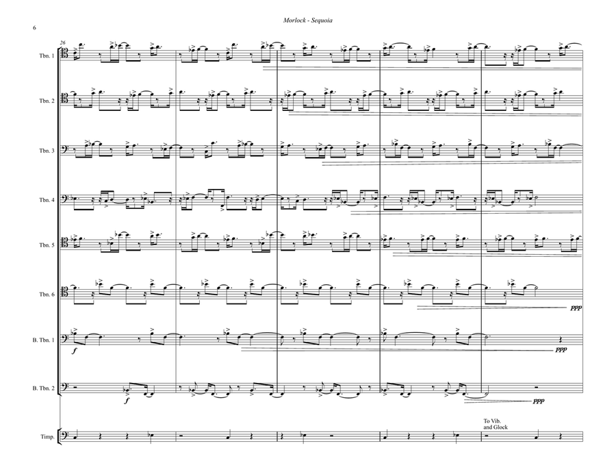 Sequoia for Trombone Octet and Percussion Chamber Music scores gallery preview page 5