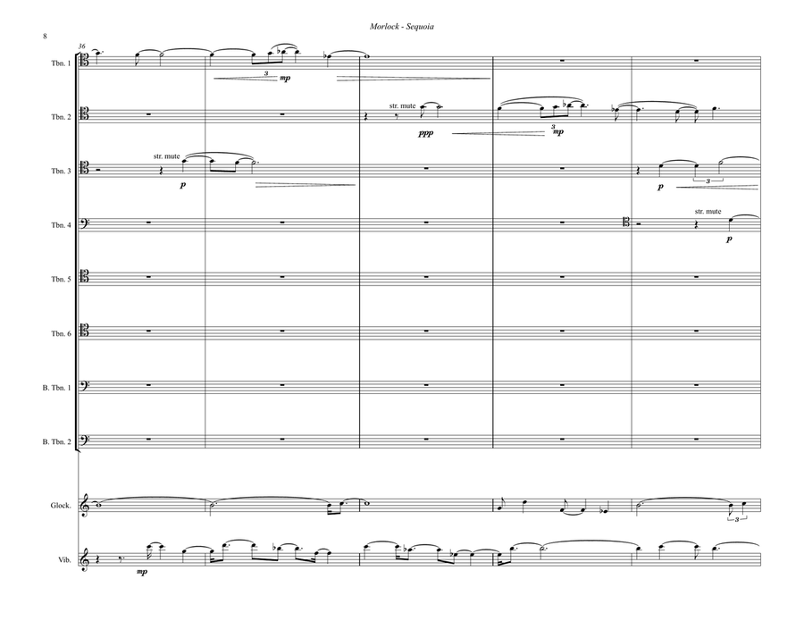 Sequoia for Trombone Octet and Percussion Chamber Music scores gallery preview page 6